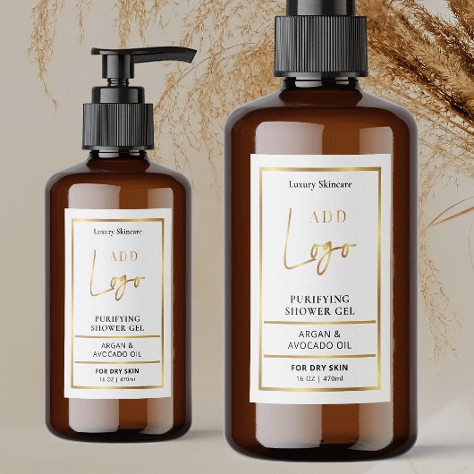 Elegant gouden Logo 8 tot 16 oz cosmetische fleset Voedselcontainer Etiket