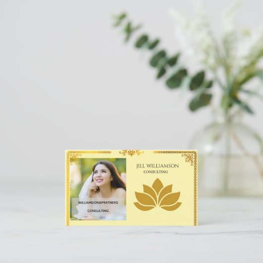 Elegant gouden Lotus Visitekaartje aan de voorzijd (Staand voorkant)