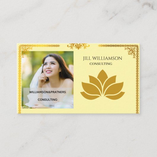 Elegant gouden Lotus Visitekaartje aan de voorzijd (Voorkant)