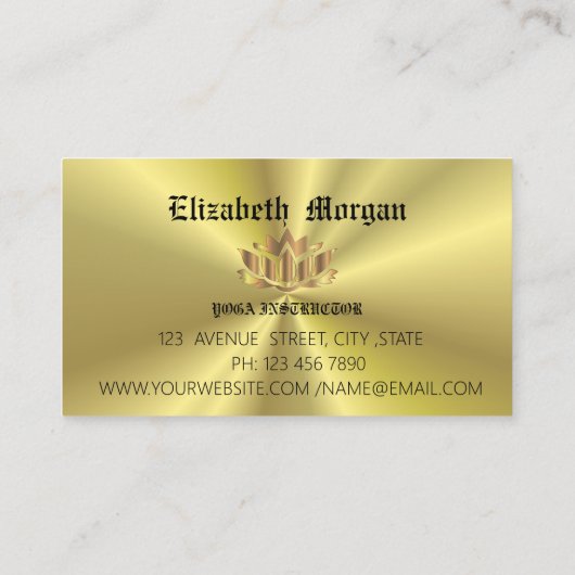 Elegant gouden lotusbloemyoga visitekaartje (Achterkant)