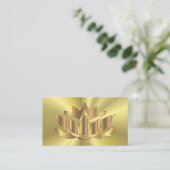 Elegant gouden lotusbloemyoga visitekaartje (Staand voorkant)