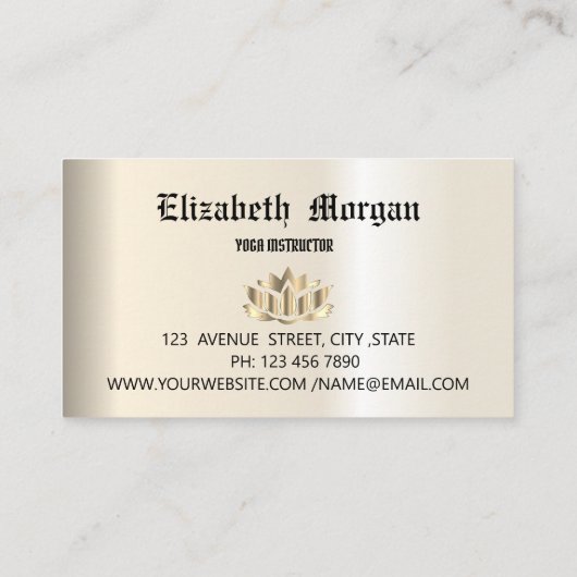 Elegant gouden lotusbloemyoga visitekaartje (Achterkant)