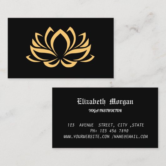 Elegant gouden lotusbloemyoga visitekaartje (Voorkant / Achterkant)