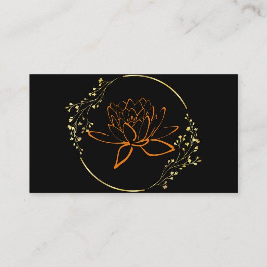 Elegant gouden lotusbloemyoga visitekaartje (Voorkant)