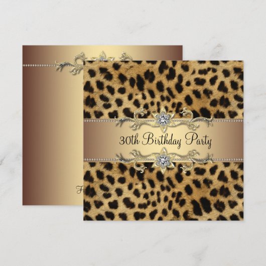 Elegant gouden luipaard 30e verjaardagsfeest kaart (Voorkant / Achterkant)