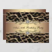 Elegant gouden luipaard 40e verjaardagsfeest kaart (Voorkant / Achterkant)