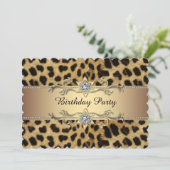 Elegant gouden luipaard verjaardagsfeest kaart (Staand voorkant)
