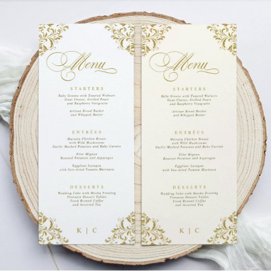 Elegant gouden luxe bruiloft menu
