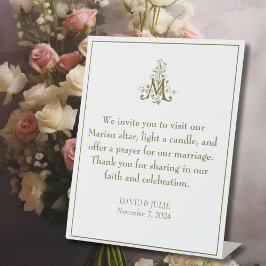 Elegant Gouden Maria Bidaltaren Katholieke Huwelij Reclamebord Met Voetstuk
