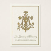 Elegant Gouden Maria-Kruis  rouwkaart Visitekaartje (Voorkant)