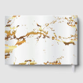 Elegant gouden marmer en wit satijn gastenboek (Achterkant)