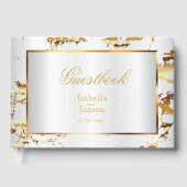 Elegant gouden marmer en wit satijn gastenboek (Voorkant)
