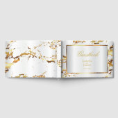 Elegant gouden marmer en wit satijn gastenboek (Volledig)