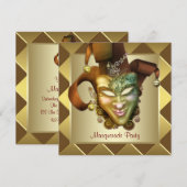 Elegant gouden masker rode maskerade partij kaart (Voorkant / Achterkant)