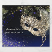 Elegant Gouden Maskerade Feest Fles Etiket (Enkel label)