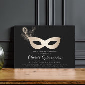 Elegant gouden maskerade thema Quinceanera Kaart