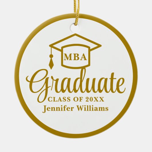 Elegant Gouden MBA Afstuderen Foto Kerst Keramisch Ornament (Voorkant)