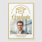 Elegant Gouden MBA Afstuderen Fotomagneet Kaart (Voorkant)