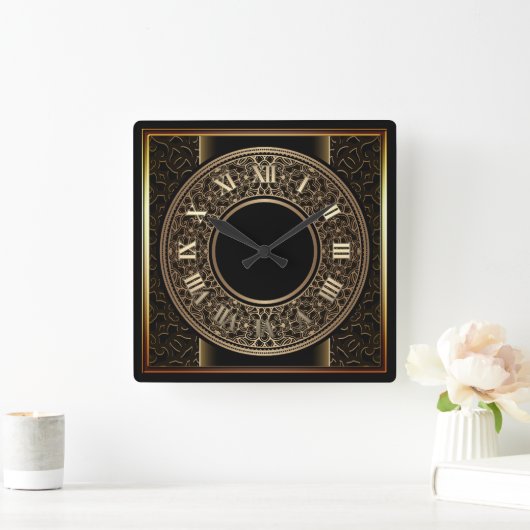 Elegant Gouden Medaillon 2 Vierkante Klok (Huis)