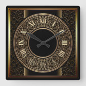 Elegant Gouden Medaillon 2 Vierkante Klok (Voorkant)