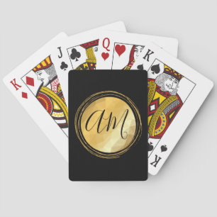 Elegant gouden metalen monogram pokerkaarten