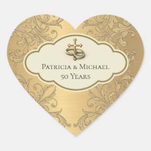 Elegant Gouden Metallic Goud Blad Hart Ontwerp Hart Sticker