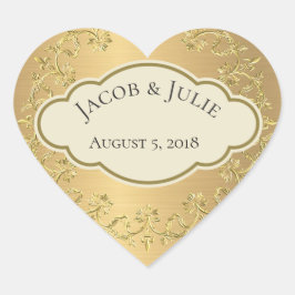 Elegant Gouden Metallic Goud Blad Hart Ontwerp Hart Sticker