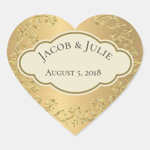 Elegant Gouden Metallic Goud Blad Hart Ontwerp Hart Sticker