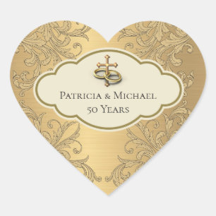 Elegant Gouden Metallic Goud Blad Hart Ontwerp Sticker