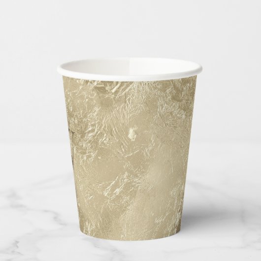 Elegant gouden metallic patroon met monogram papieren bekers (Links)