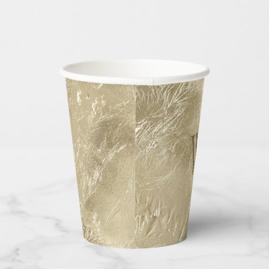 Elegant gouden metallic patroon met monogram papieren bekers (Rechts)