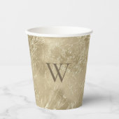 Elegant gouden metallic patroon met monogram papieren bekers (Voorkant)