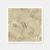 Elegant gouden metallic patroon met monogram servet (Voorkant)