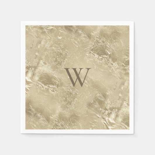 Elegant gouden metallic patroon met monogram servet (Voorkant)