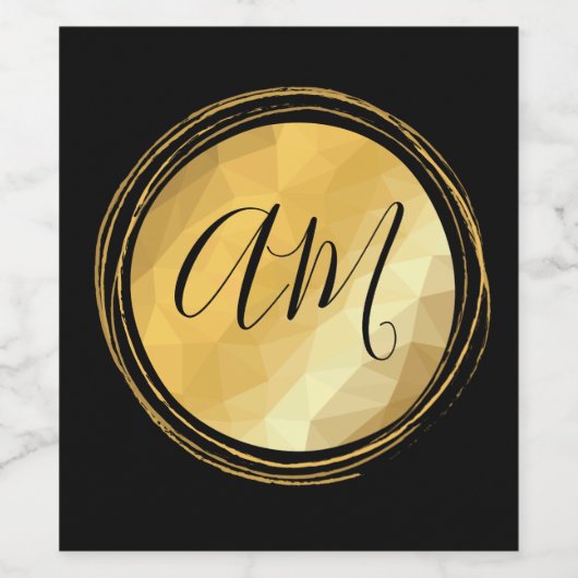 Elegant gouden metallische feestelijke initialen wijn etiket (Enkel label)
