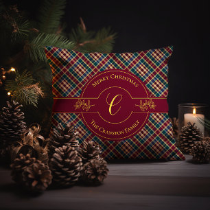 Elegant gouden monogram afgespeeld kerstvakantie kussen