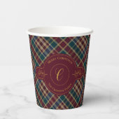 Elegant gouden monogram afgespeeld kerstvakantie papieren bekers (Achterkant)