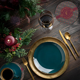 Elegant gouden monogram afgespeeld kerstvakantie ronde kartonnen onderzetter