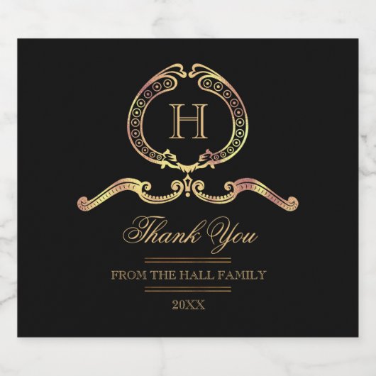 Elegant,  gouden monogram bier etiket (Enkel label)