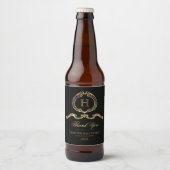Elegant,  gouden monogram bier etiket (Voorkant)