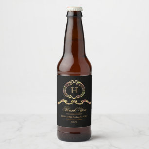Elegant,  gouden monogram bier etiket