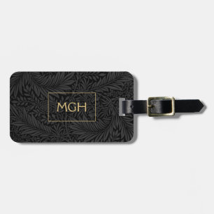 Elegant Gouden Monogram Bloemmotief Bagagelabel