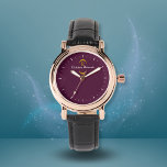 Elegant gouden monogram Bourgogne Modern Horloge<br><div class="desc">Elegant Bourgondisch gouden monogram horloge. Het gouden ontwerp en monogram brengt een elegante touch aan het horloge. Personaliseer door uw initiaal en naam toe te voegen. Geweldig als een persoonlijk cadeau voor familie en vrienden.</div>