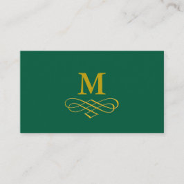 Elegant gouden monogram en kalligrafie visitekaartje