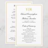 Elegant Gouden Monogram Formeel Huwelijksprogramma (Voorkant / Achterkant)