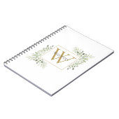 Elegant gouden monogram groen gebladerte notitieboek (Linkerzijde)