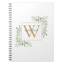 Elegant Gouden Monogram Groene Bladeren