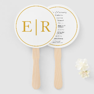 Elegant Gouden Monogram Huwelijksprogramma Handwaaier