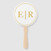 Elegant Gouden Monogram Huwelijksprogramma Handwaaier (Voorkant)