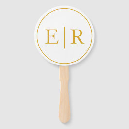 Elegant Gouden Monogram Huwelijksprogramma Handwaaier